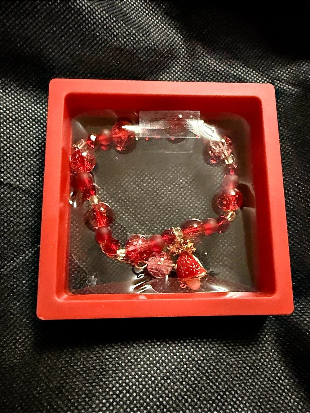 Red Beaded Charm Bracelet NWT